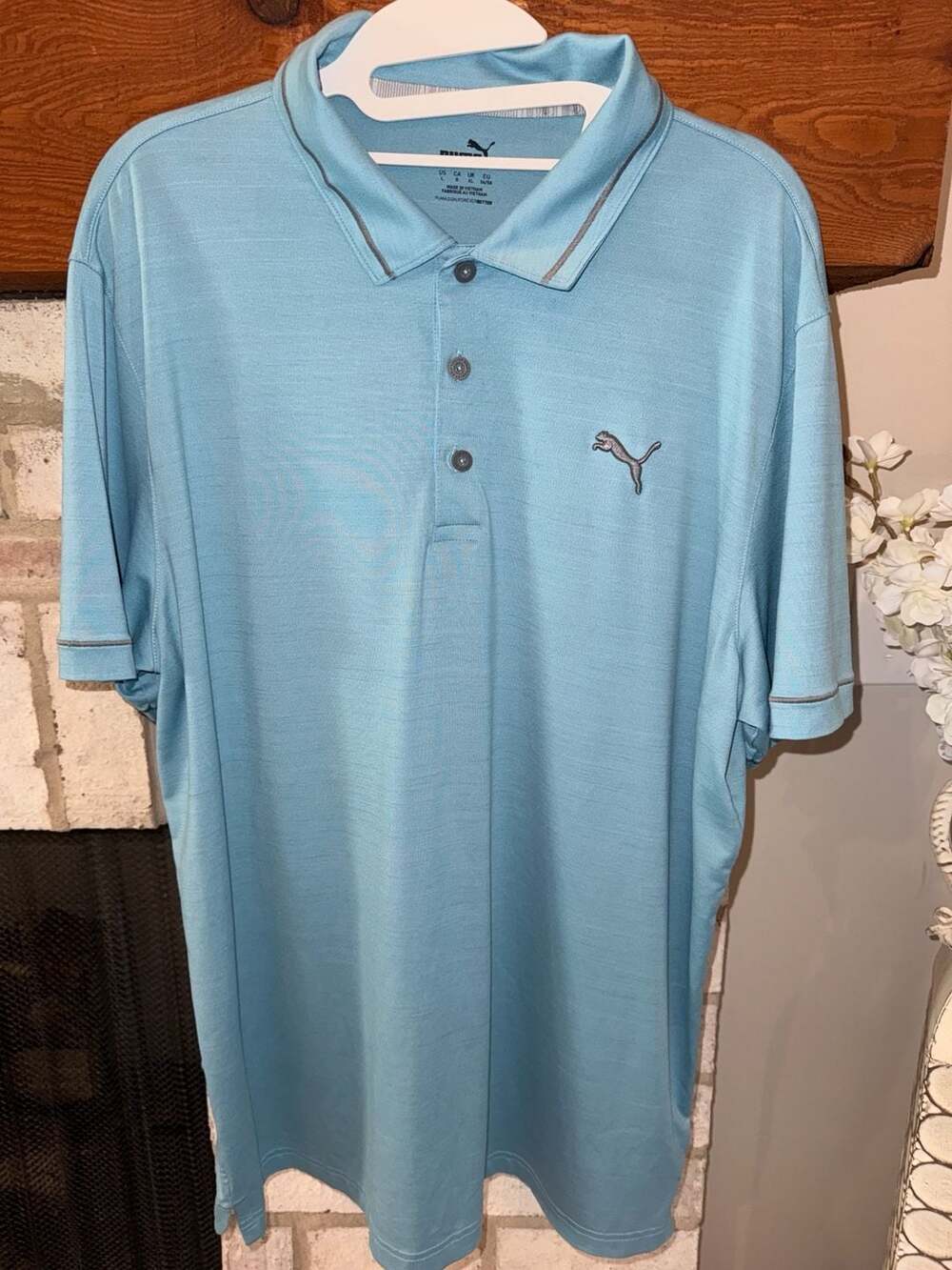 Puma Golf Polo Size L Blue Short Sleeve Athletic Shirt